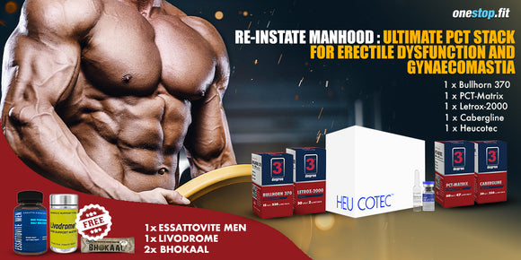 ULTIMATE PCT STACK TO RESTORE TESTOSTERONE LEVELS AND SPERM COUNT WITH TREATMENT OF ERECTILE DYSFUNCTION AND GYNAECOMASTIA