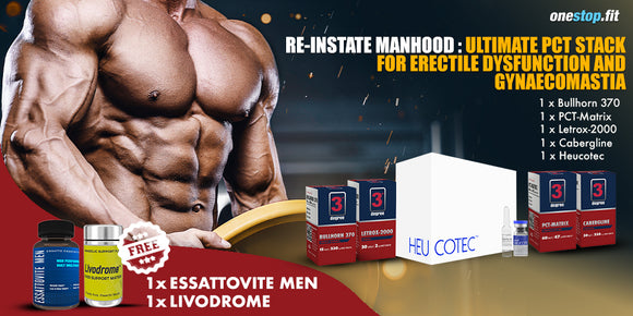 ULTIMATE PCT STACK TO RESTORE TESTOSTERONE LEVELS AND SPERM COUNT WITH TREATMENT OF ERECTILE DYSFUNCTION AND GYNAECOMASTIA
